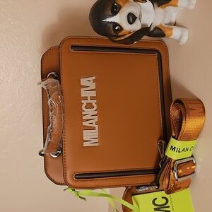 Milan Chiva small brown/tan Tote bag w/crossbody strap & mini coin purse NWT